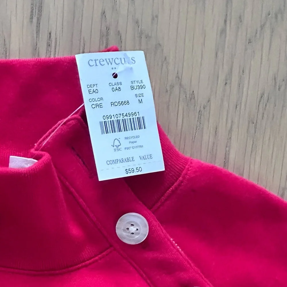 J.Crew Crewcuts Girls Button Neck Pullover Red NWT